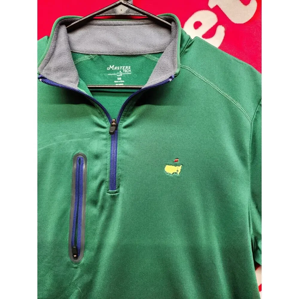 Masters Tech Augusta National 1/4 Zip Pullover Green Golf Jacket Mens Small - Picture 7 of 14